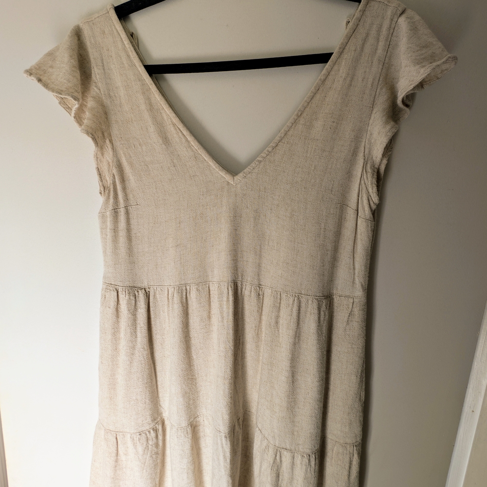 Abercrombie & Fitch Cream Pleated Mini Sundress